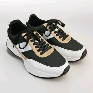 Dolce Vita Women Bettie Lace Up Color Block Fashion Sneaker Sz 9 Black White Tan
